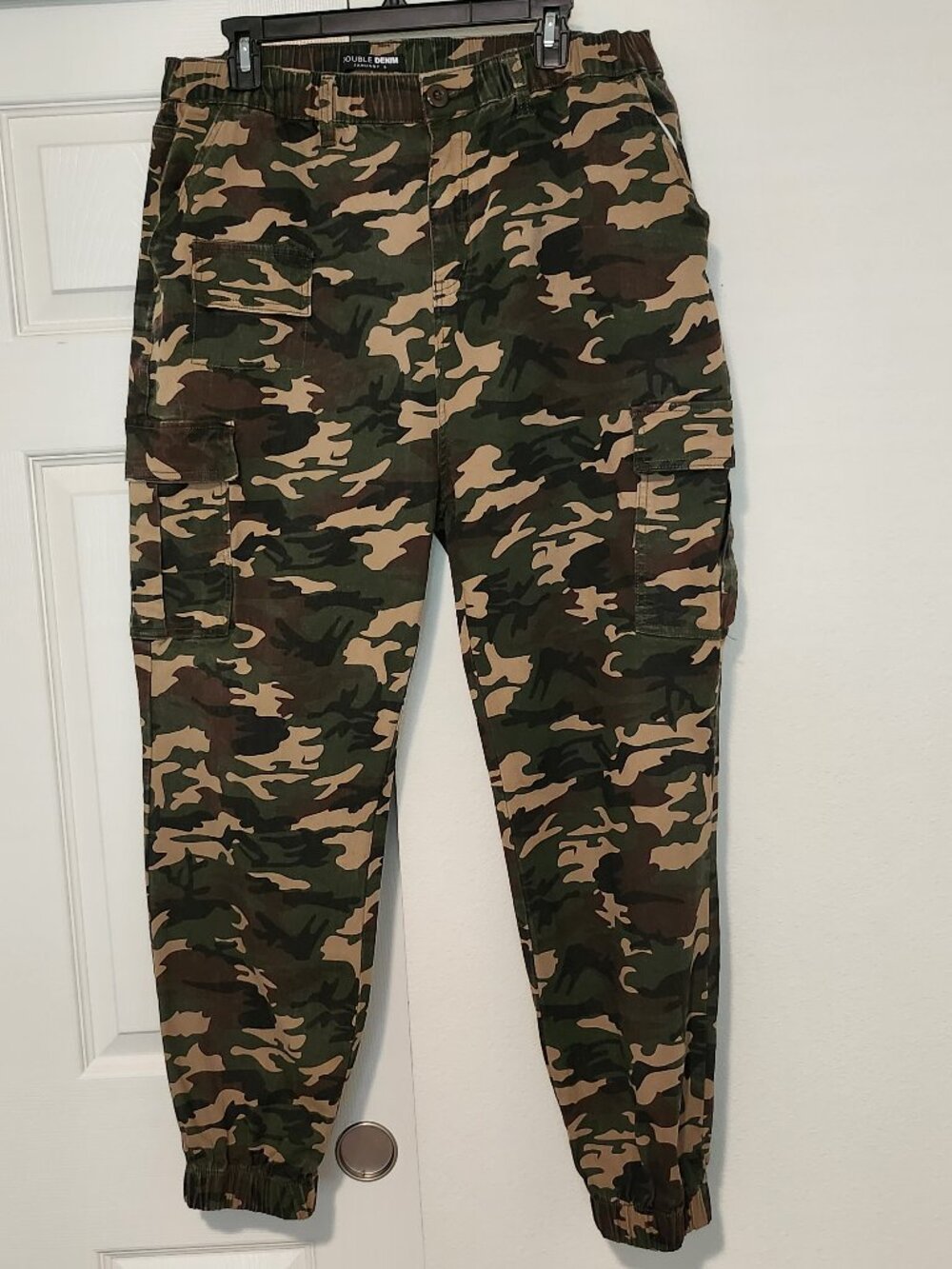 Double Denim January 5 Camo Cargo Jogger Pants Elastic Cuff Plus 2X